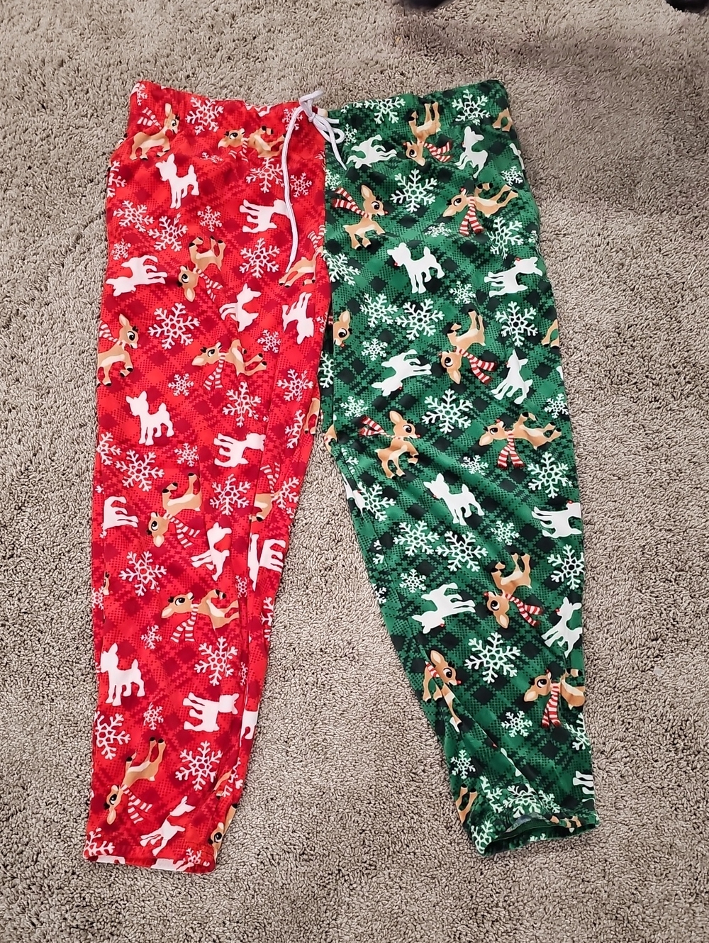 Womens Holiday Reindeer Pajama Pants - Red and Green